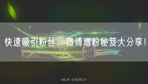 快速吸引粉丝：微博增粉秘笈大分享！