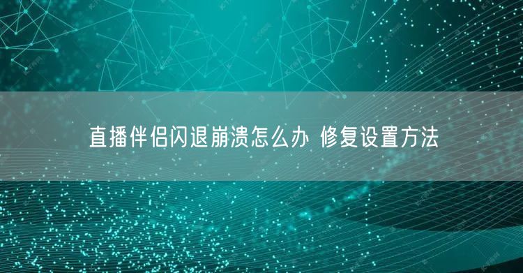 直播伴侣闪退崩溃怎么办 修复设置方法