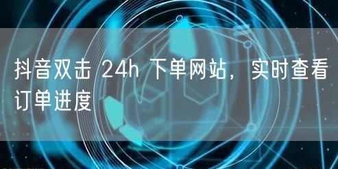 抖音双击 24h 下单网站，实时查看订单进度