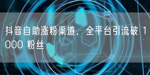 抖音自助涨粉渠道，全平台引流破 1000 粉丝
