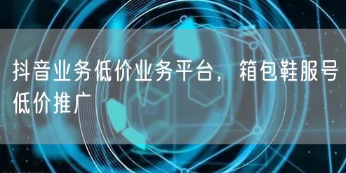 抖音业务低价业务平台，箱包鞋服号低价推广