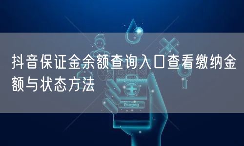 抖音保证金余额查询入口查看缴纳金额与状态方法
