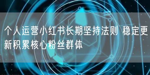 个人运营小红书长期坚持法则 稳定更新积累核心粉丝群体
