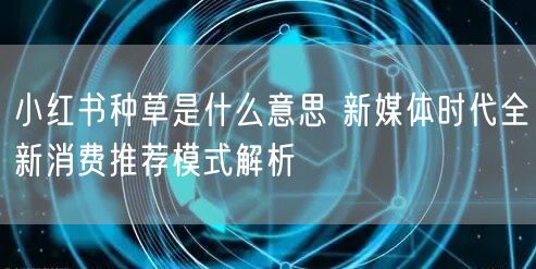 小红书种草是什么意思 新媒体时代全新消费推荐模式解析