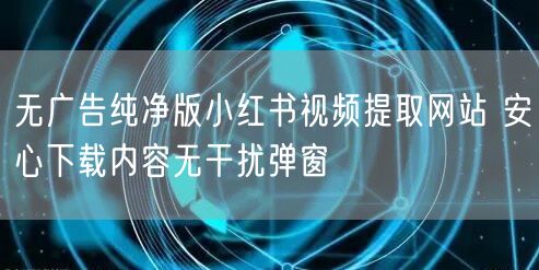无广告纯净版小红书视频提取网站 安心下载内容无干扰弹窗