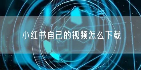 小红书自己的视频怎么下载