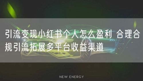 引流变现小红书个人怎么盈利 合理合规引流拓展多平台收益渠道