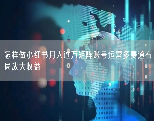 怎样做小红书月入过万矩阵账号运营多赛道布局放大收益