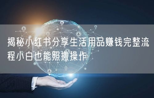 揭秘小红书分享生活用品赚钱完整流程小白也能照搬操作