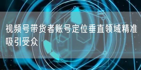 视频号带货者账号定位垂直领域精准吸引受众